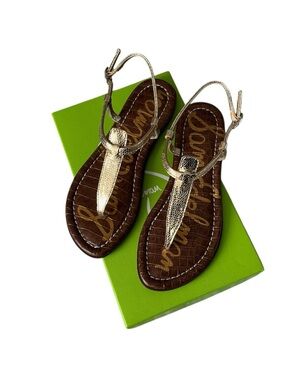 Sam Edelman GiGi Gold Thong T-Strap Sandals for Women Size 6